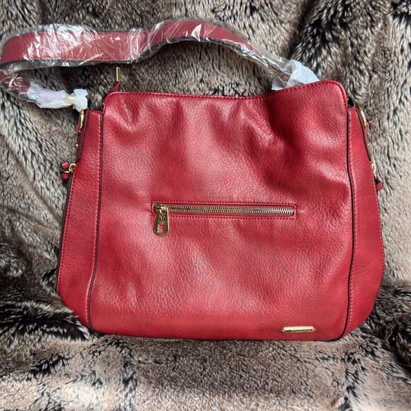 Montana West Red Large Leather Bag with Studded Shoulder Strap - Picture 2 of 4
